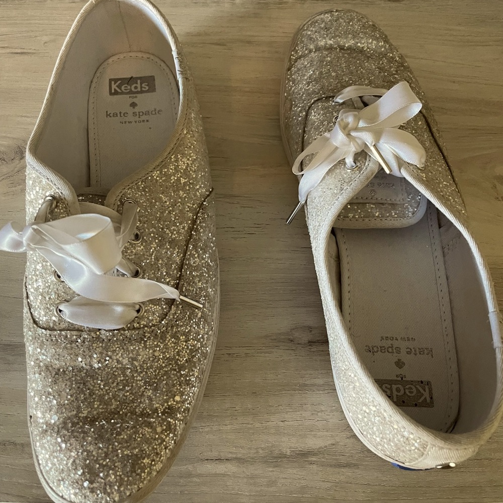 Silver Sparkly Keds By Kate Spade